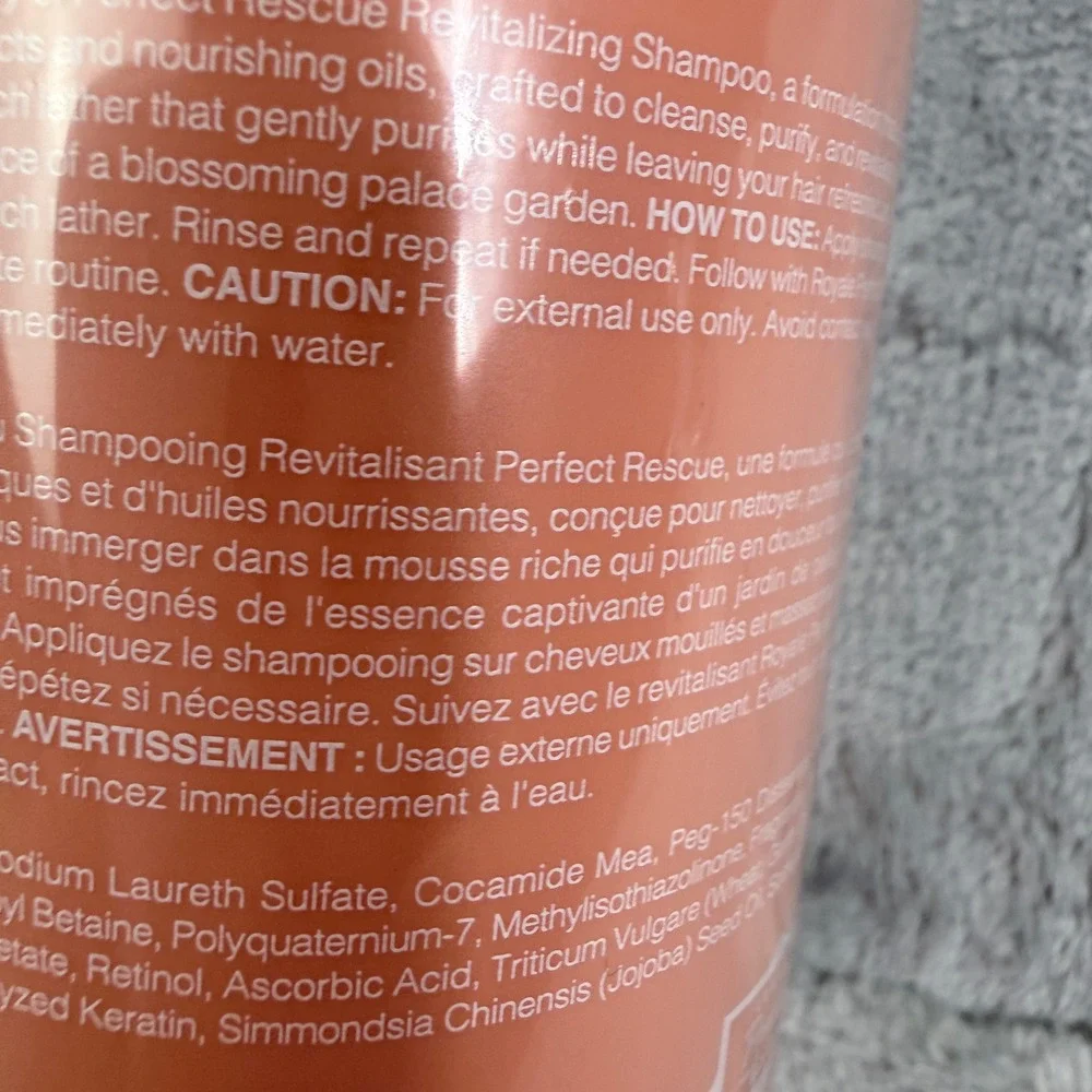 Royale Hair Rescue Perfect Rescue Revitalizing Shampoo 8.45oz Argan Oil Keratin